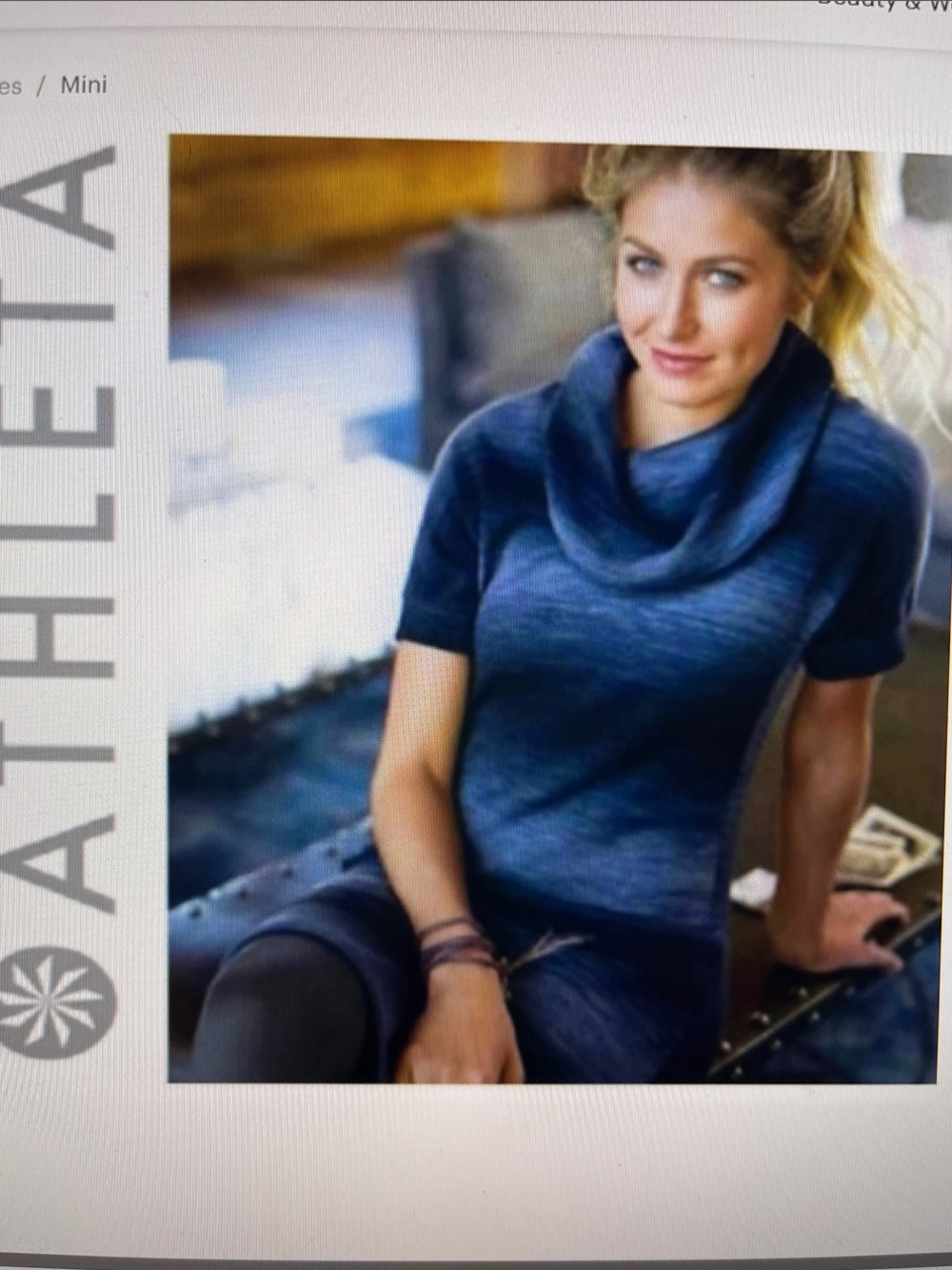 Athleta Zuni Blue Black Women's Ombre cowl neck Dress